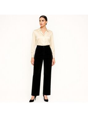 Vintage Black Velvet Trousers Straight Pants Elegant Office Holiday Party 29